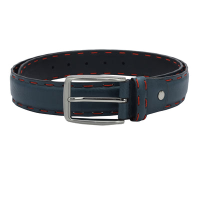 Casual Plain Leather Mens Belt - Navy