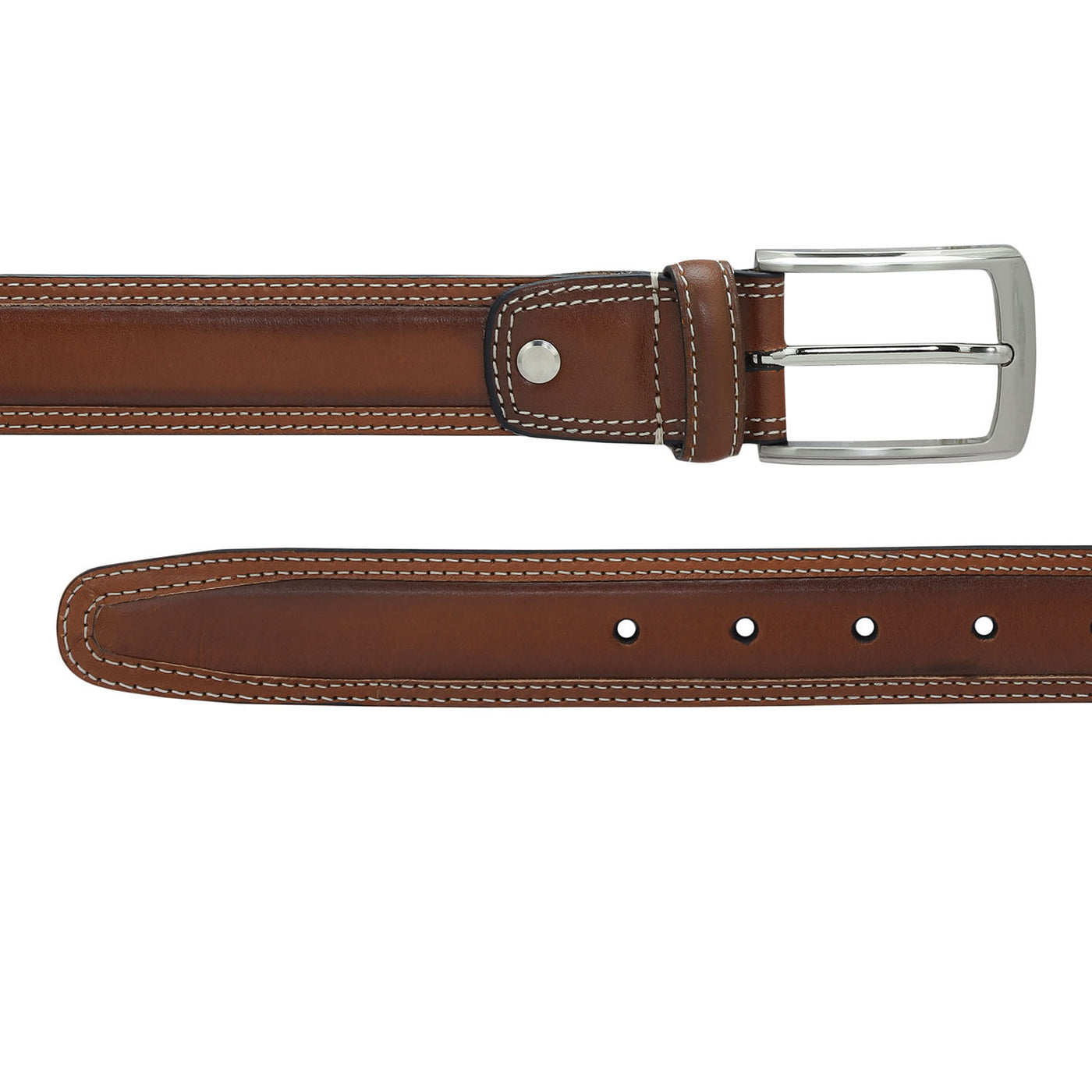 Casual Plain Leather Mens Belt - Tan