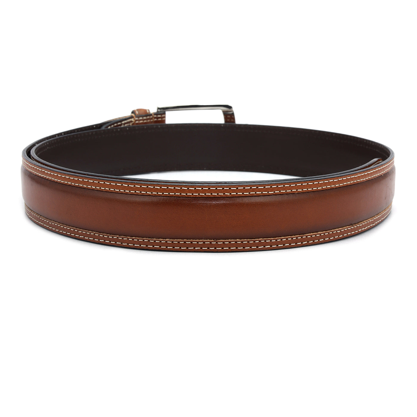 Casual Plain Leather Mens Belt - Tan