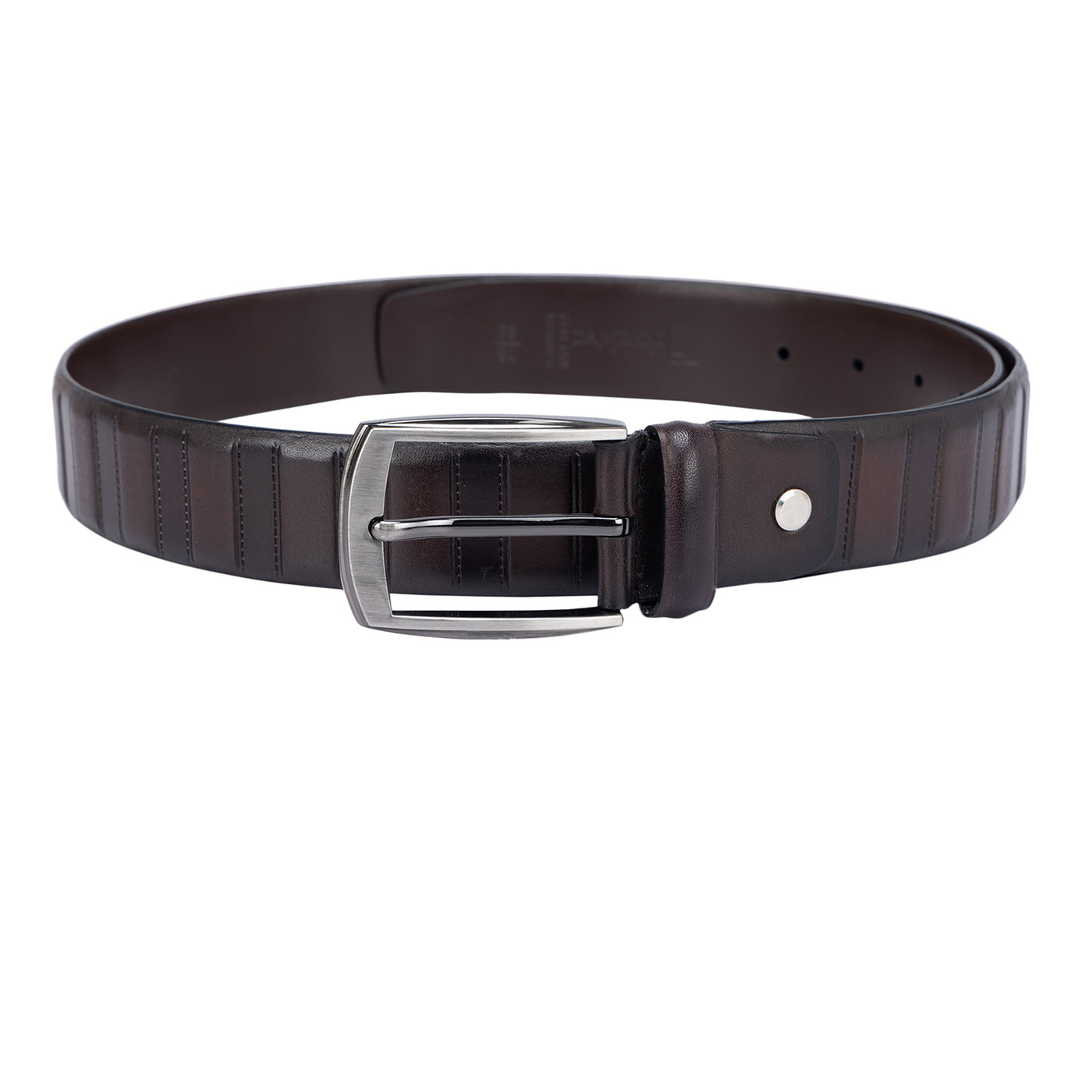 Casual Stripe Pattern Leather Mens Belt - Brown