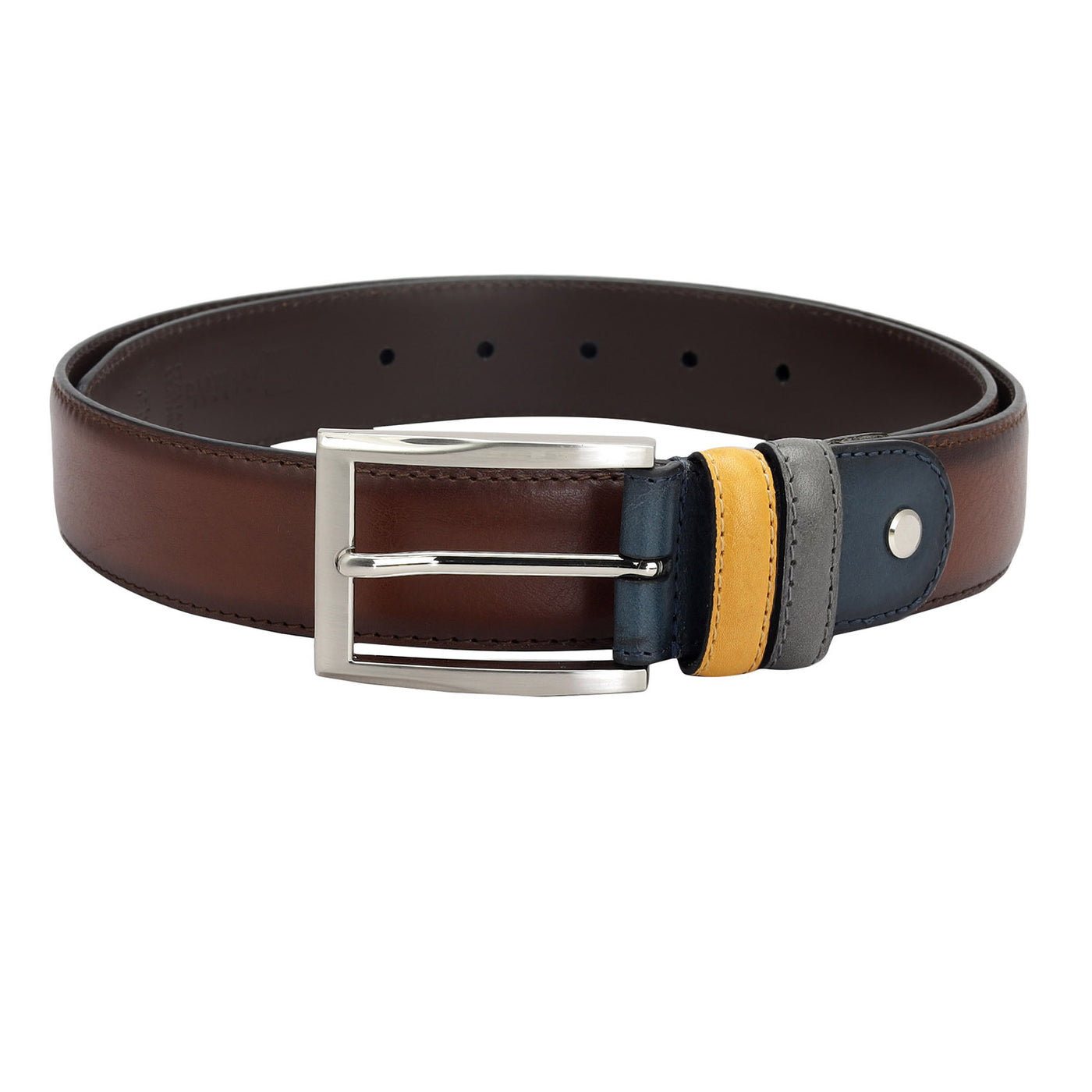 Casual Plain Leather Mens Belt - Brown