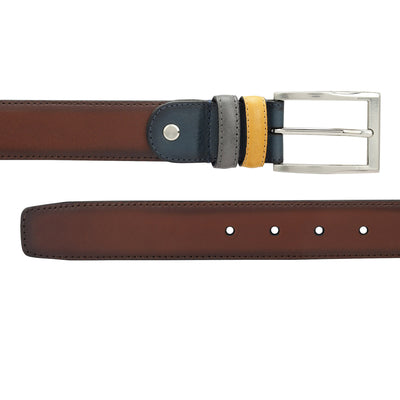 Casual Plain Leather Mens Belt - Brown