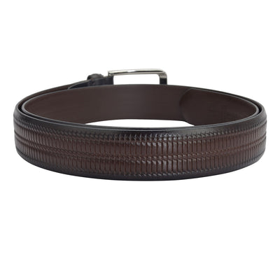 Casual Mat Emboss Leather Mens Belt - Brown