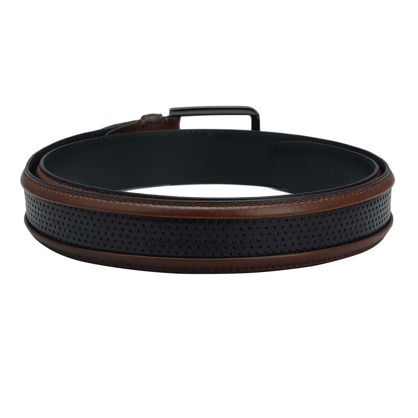 Casual Punch Plain Leather Mens Belt - Black & Brown