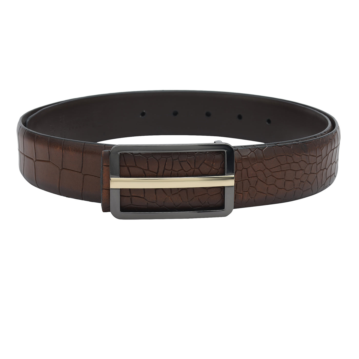 Casual Croco Leather Mens Belt - Cognac