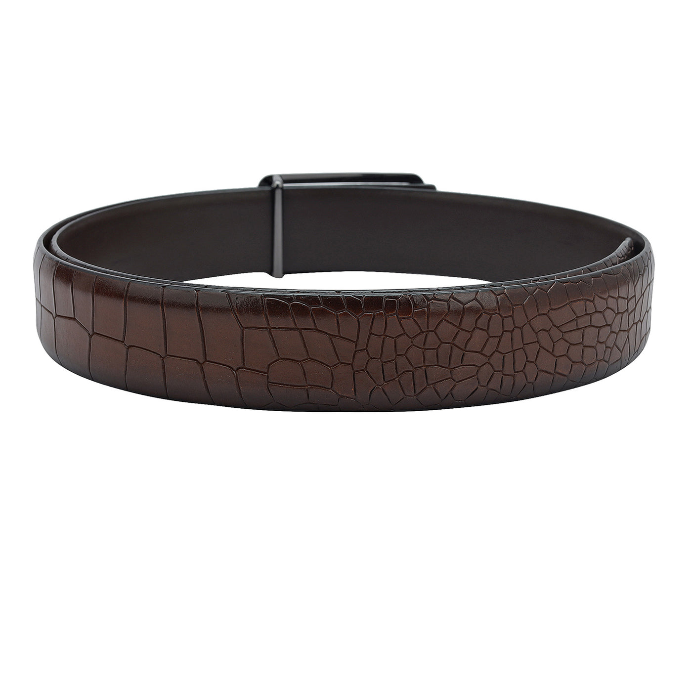 Casual Croco Leather Mens Belt - Cognac