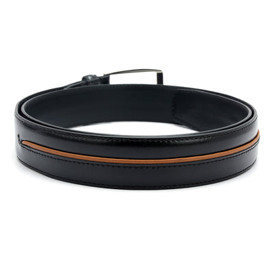 Casual Plain Leather Mens Belt - Black