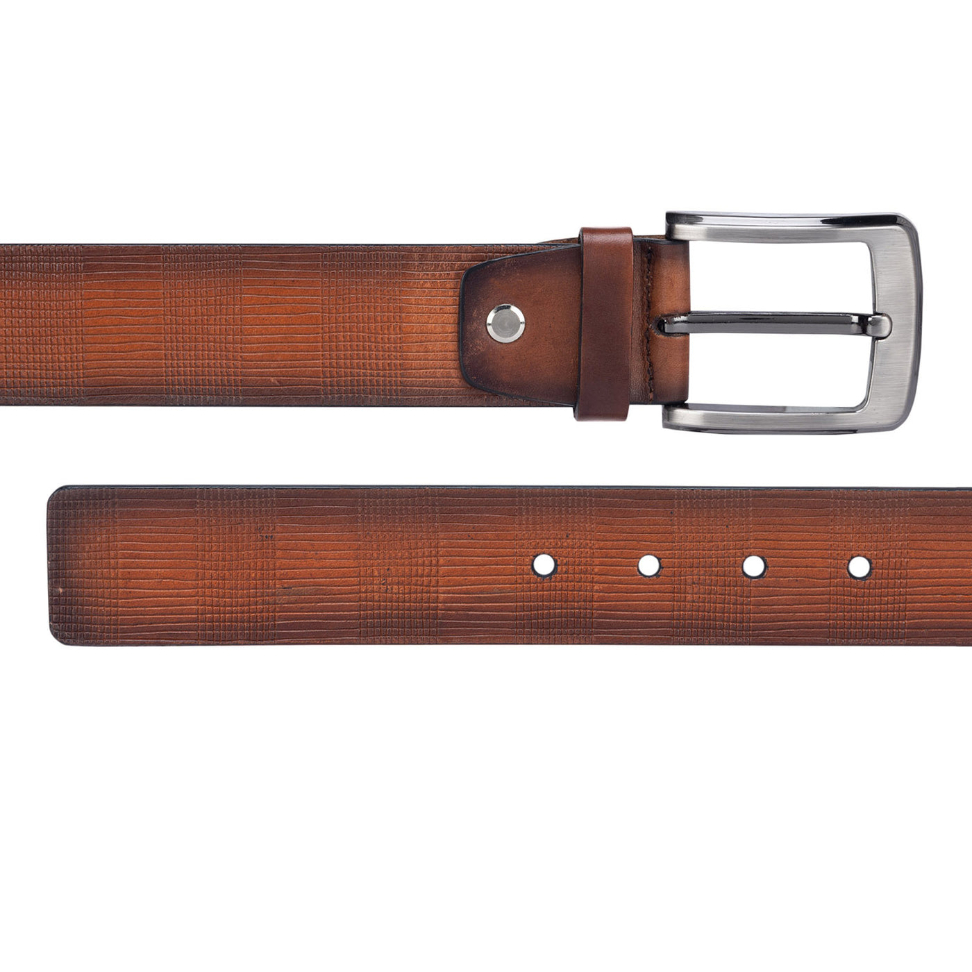 Casual Mat-Emboss Leather Mens Belt - Brown