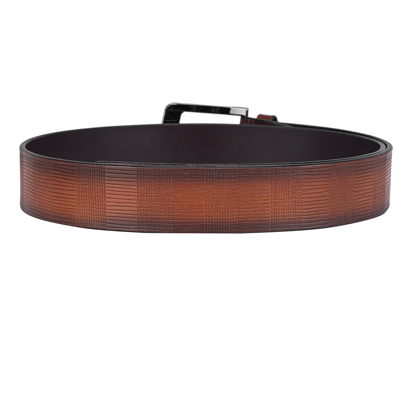 Casual Mat-Emboss Leather Mens Belt - Brown