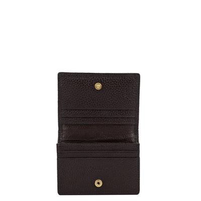 6 Slots Leather Card Case - Chocolate