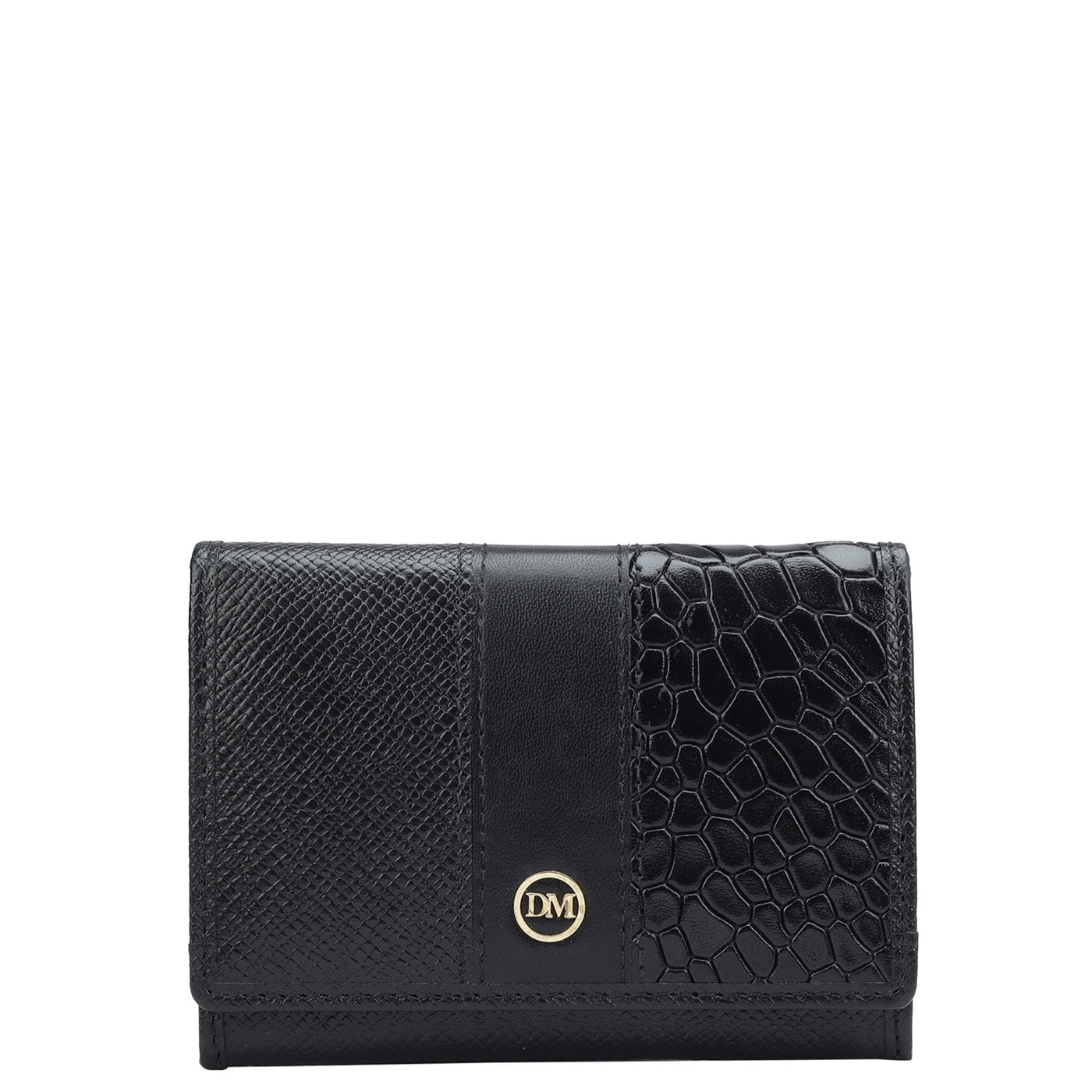 Franzy Croco Leather Card Case - Black