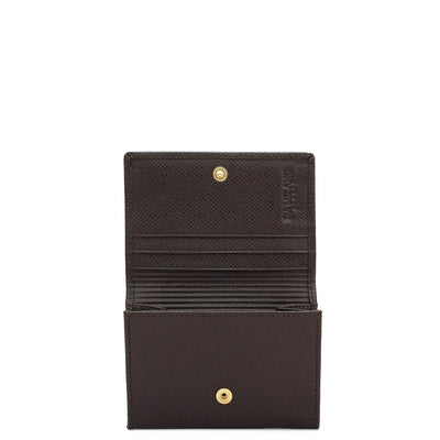 4 Slots Leather Card Case - Chocolate