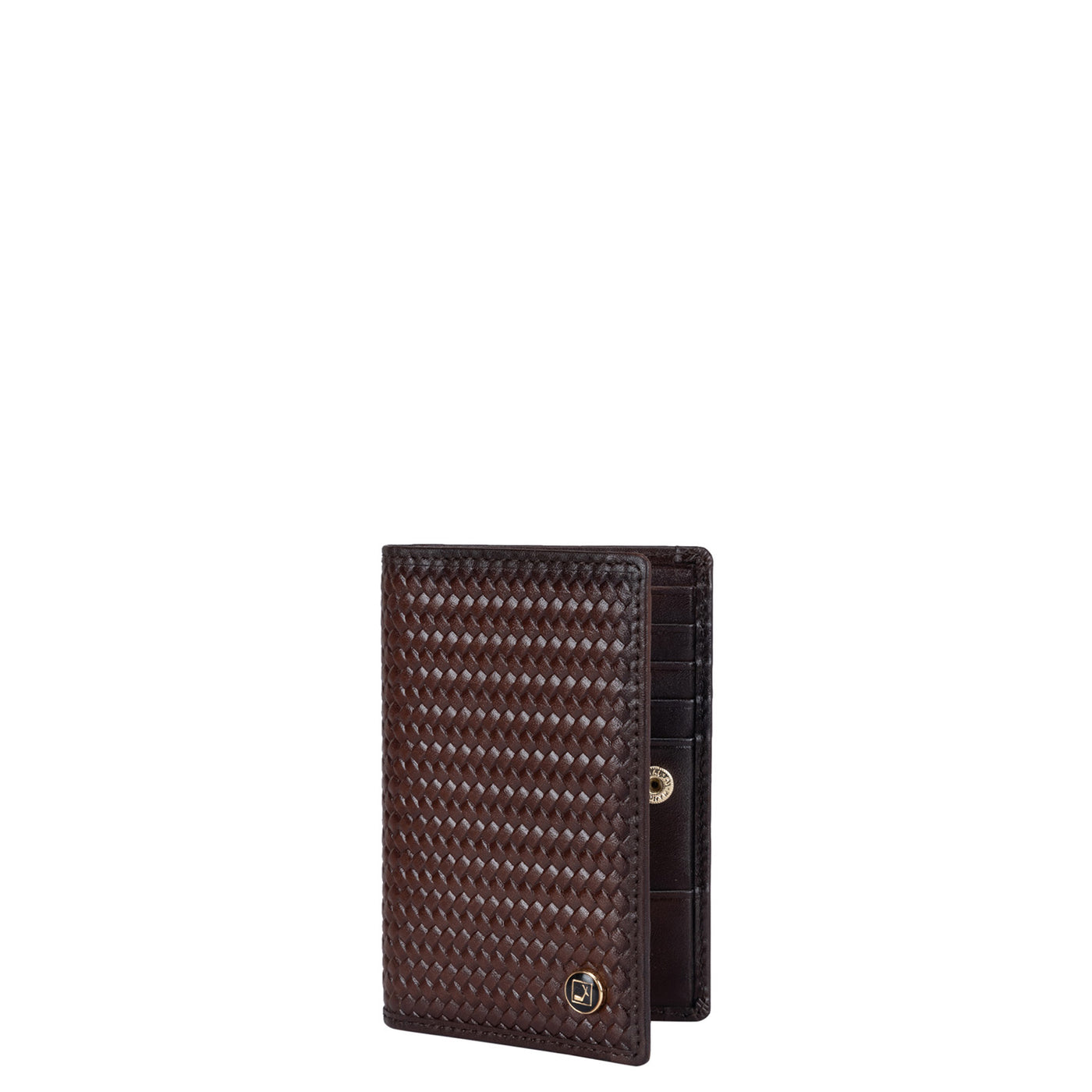 Mat Emboss Leather Card Case - Brown