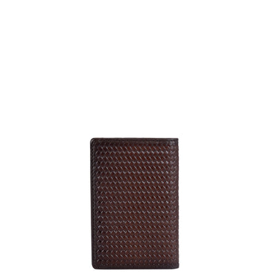 Mat Emboss Leather Card Case - Brown