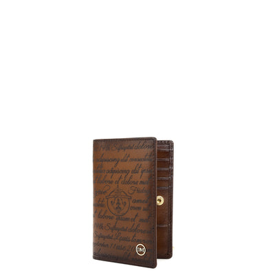 12 Slots Leather Card Case - Cognac