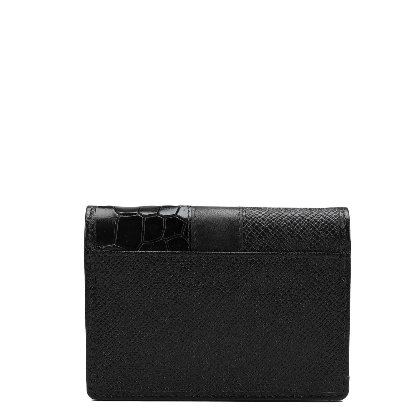 Franzy Croco Leather Card Case - Black