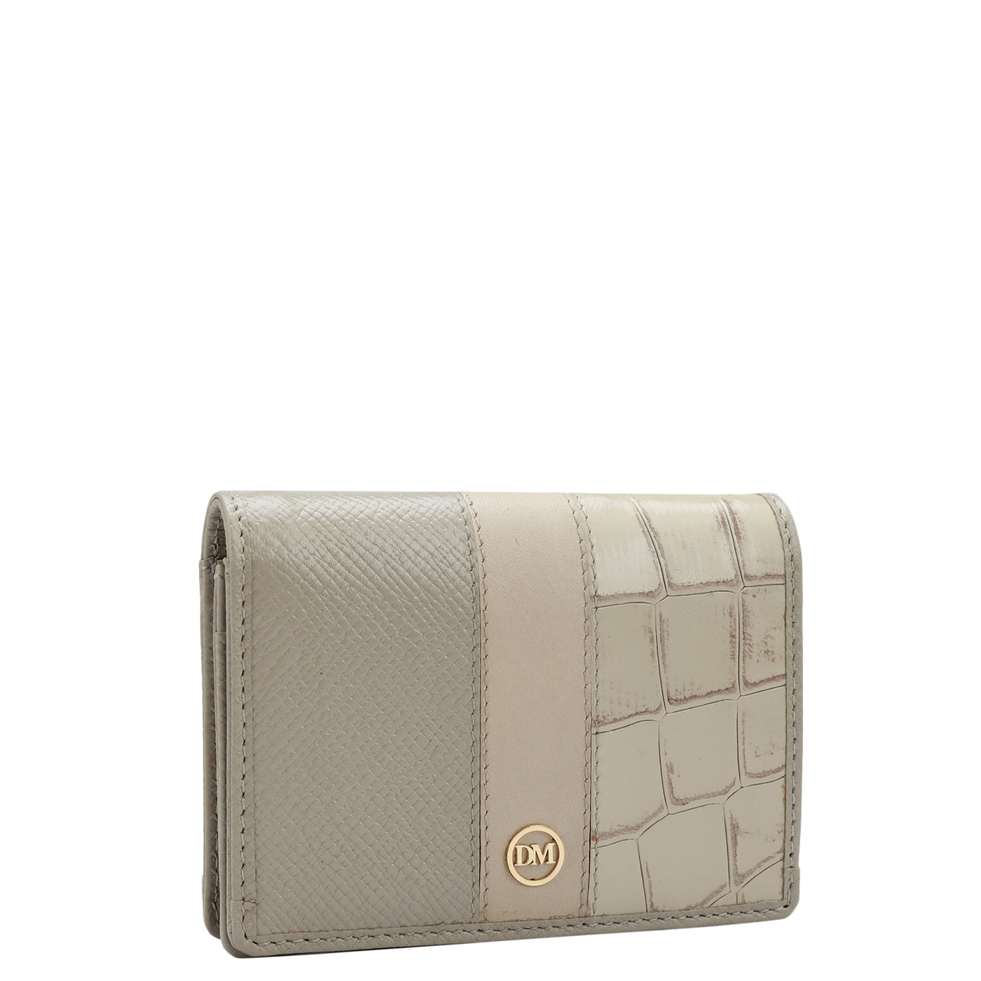 Franzy Croco Leather Card Case - Chalk