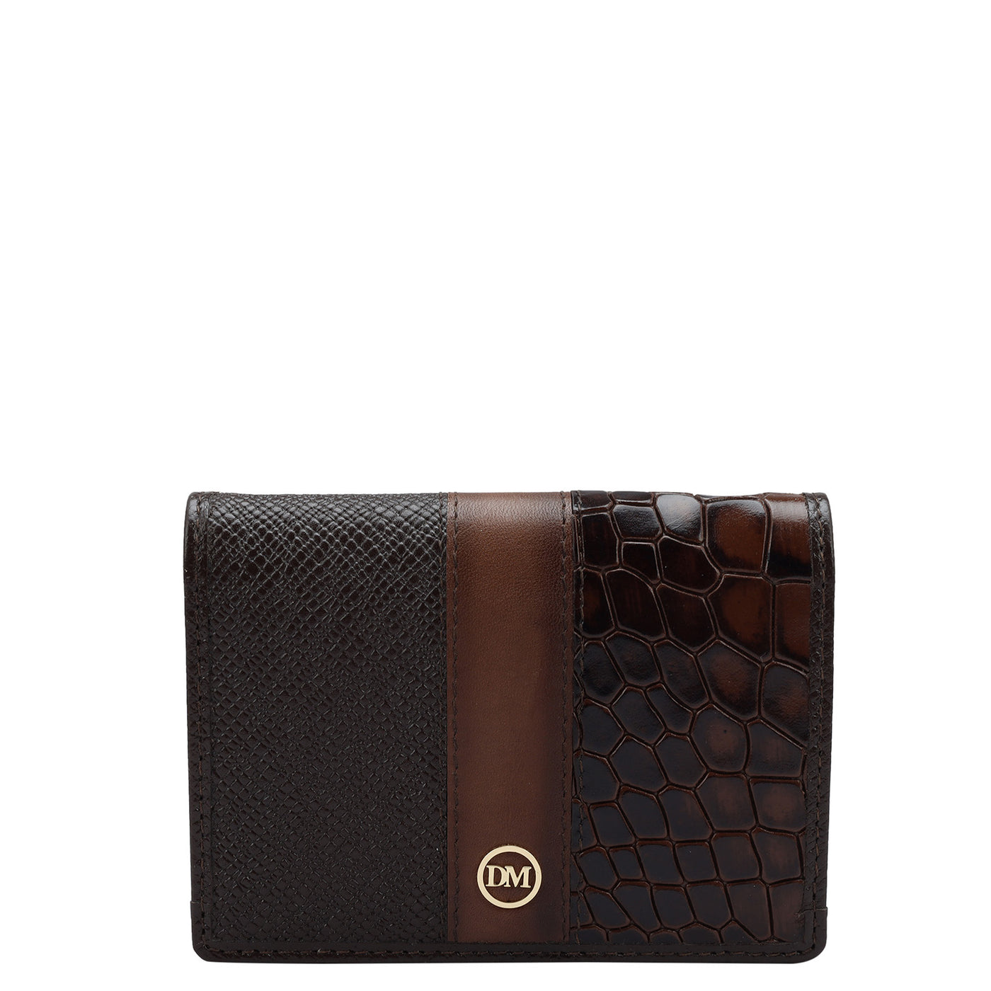 Franzy Croco Leather Card Case - Chocolate