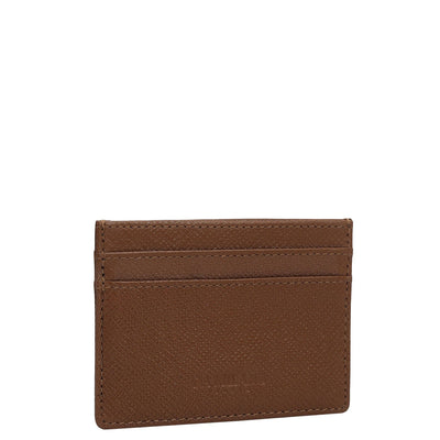 5 Slots Leather Card Case - Cognac