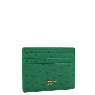 Ostrich Leather Card Case - Green