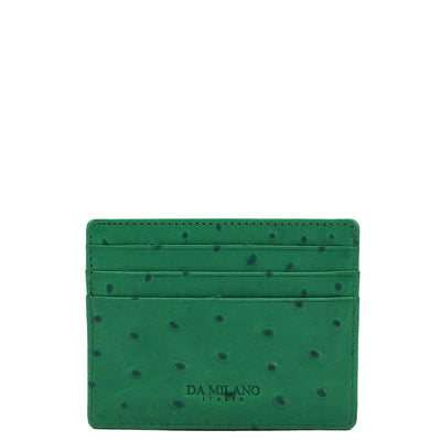 Ostrich Leather Card Case - Green