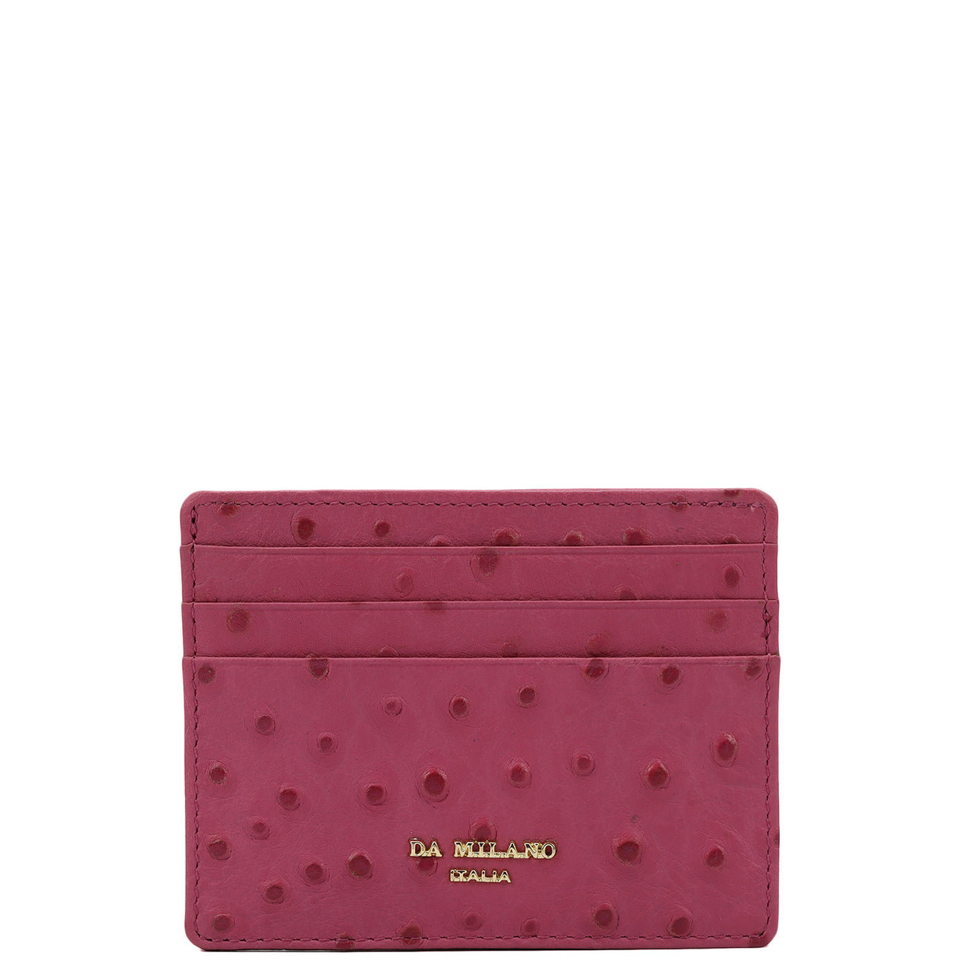 Ostrich Leather Card Case - Magenta