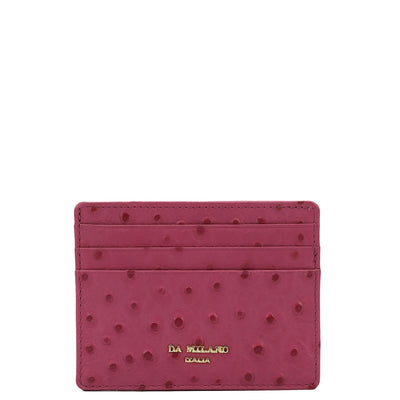 Ostrich Leather Card Case - Magenta