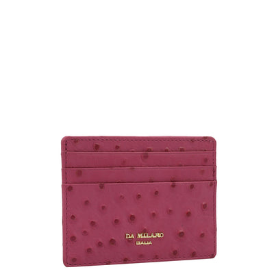 Ostrich Leather Card Case - Magenta