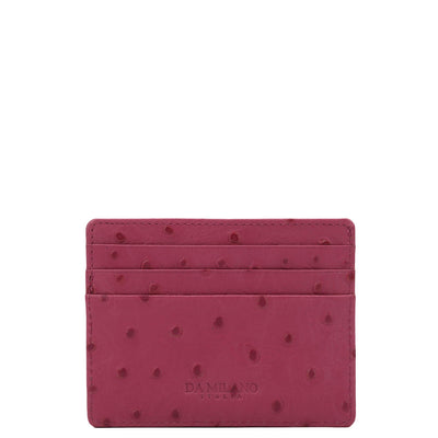 Ostrich Leather Card Case - Magenta