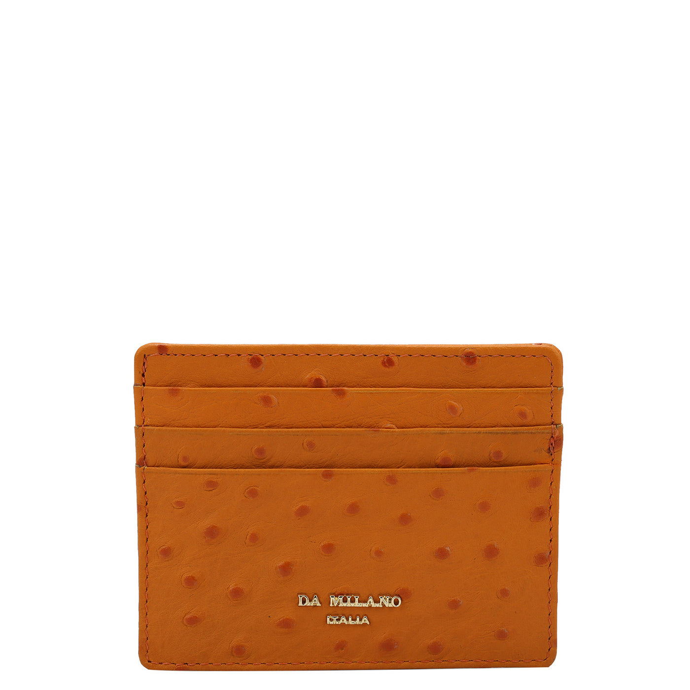 Ostrich Leather Card Case - Orange