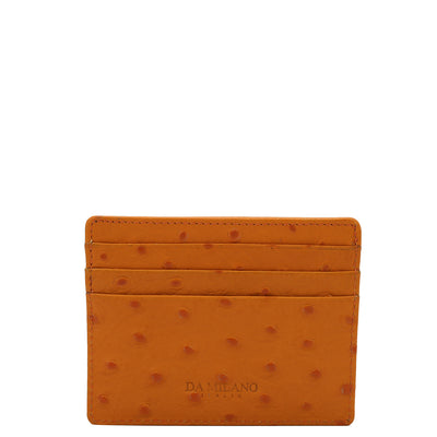 Ostrich Leather Card Case - Orange