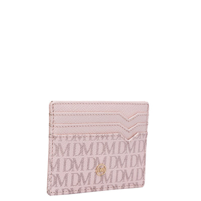 Franzy Monogram Leather Card Case - Blush