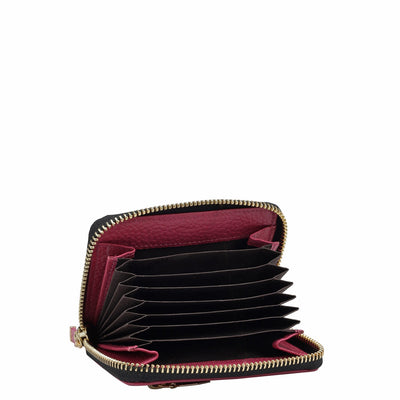 6 Slots Leather Card Case - Magenta