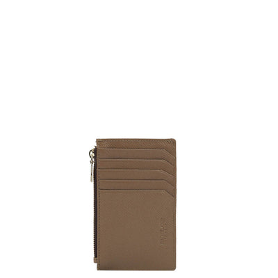 11 Slots Leather Card Case - Cafe