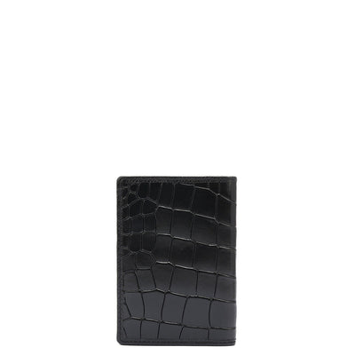 8 Slots Leather Card Case - Black