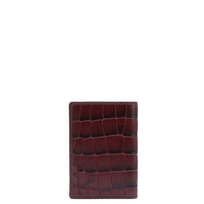 8 Slots Leather Card Case - Wine