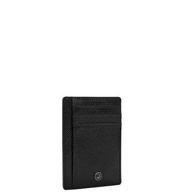 9 Slots Leather Card Case - Black