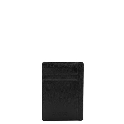 9 Slots Leather Card Case - Black