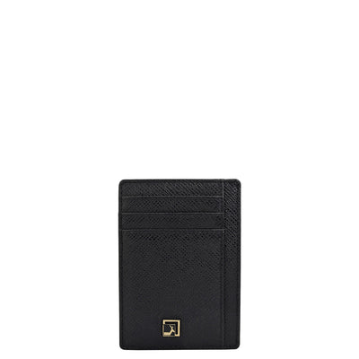 9 Slots Leather Card Case - Black