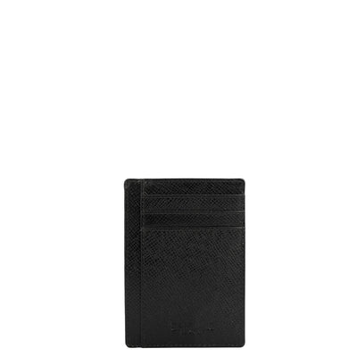 9 Slots Leather Card Case - Black