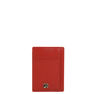 9 Slots Leather Card Case - Red