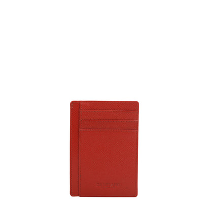 9 Slots Leather Card Case - Red