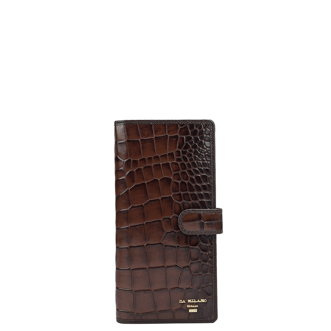 Croco Leather Card Case - Brown