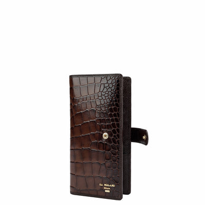 Croco Leather Card Case - Brown