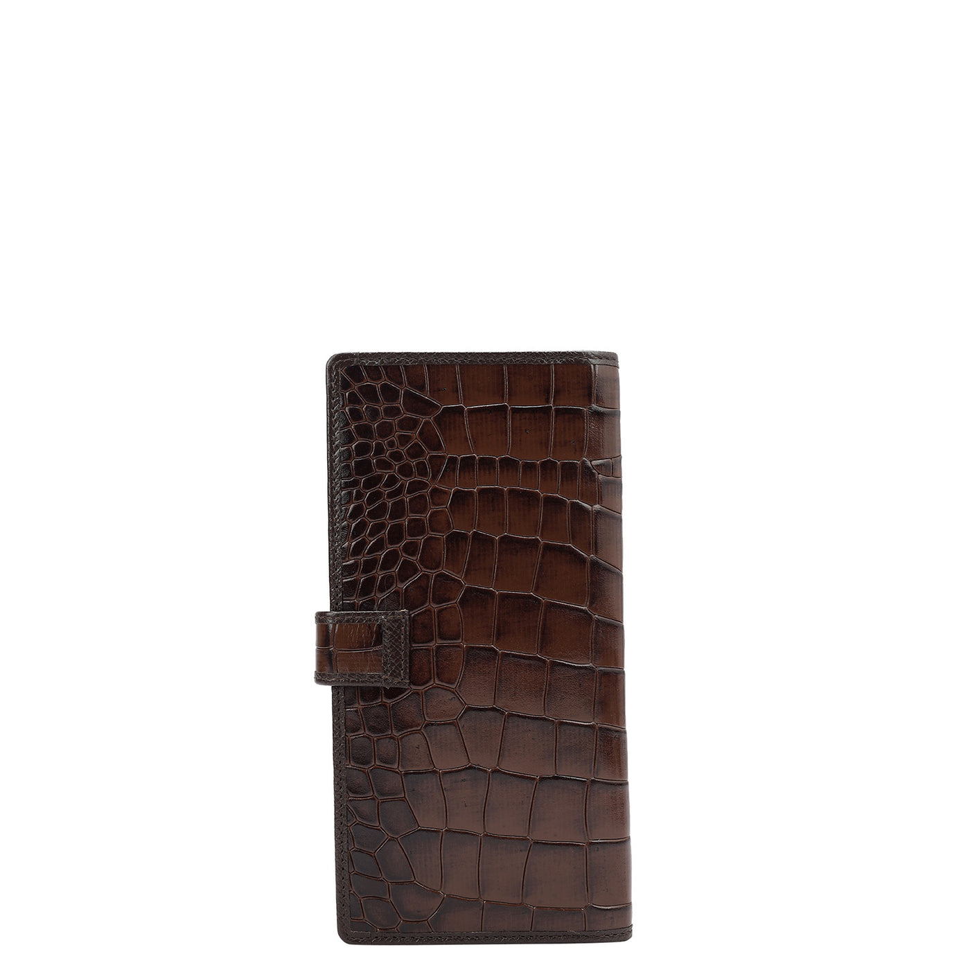 Croco Leather Card Case - Brown