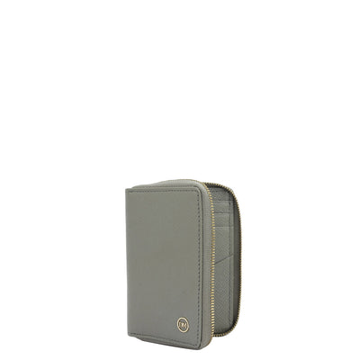 9 Slots Leather Card Case - Stone Grey