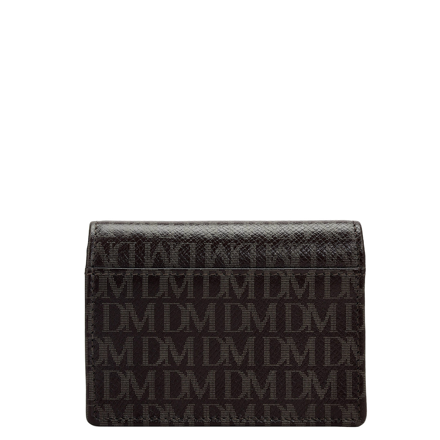 Monogram Leather Card Case - Chocolate