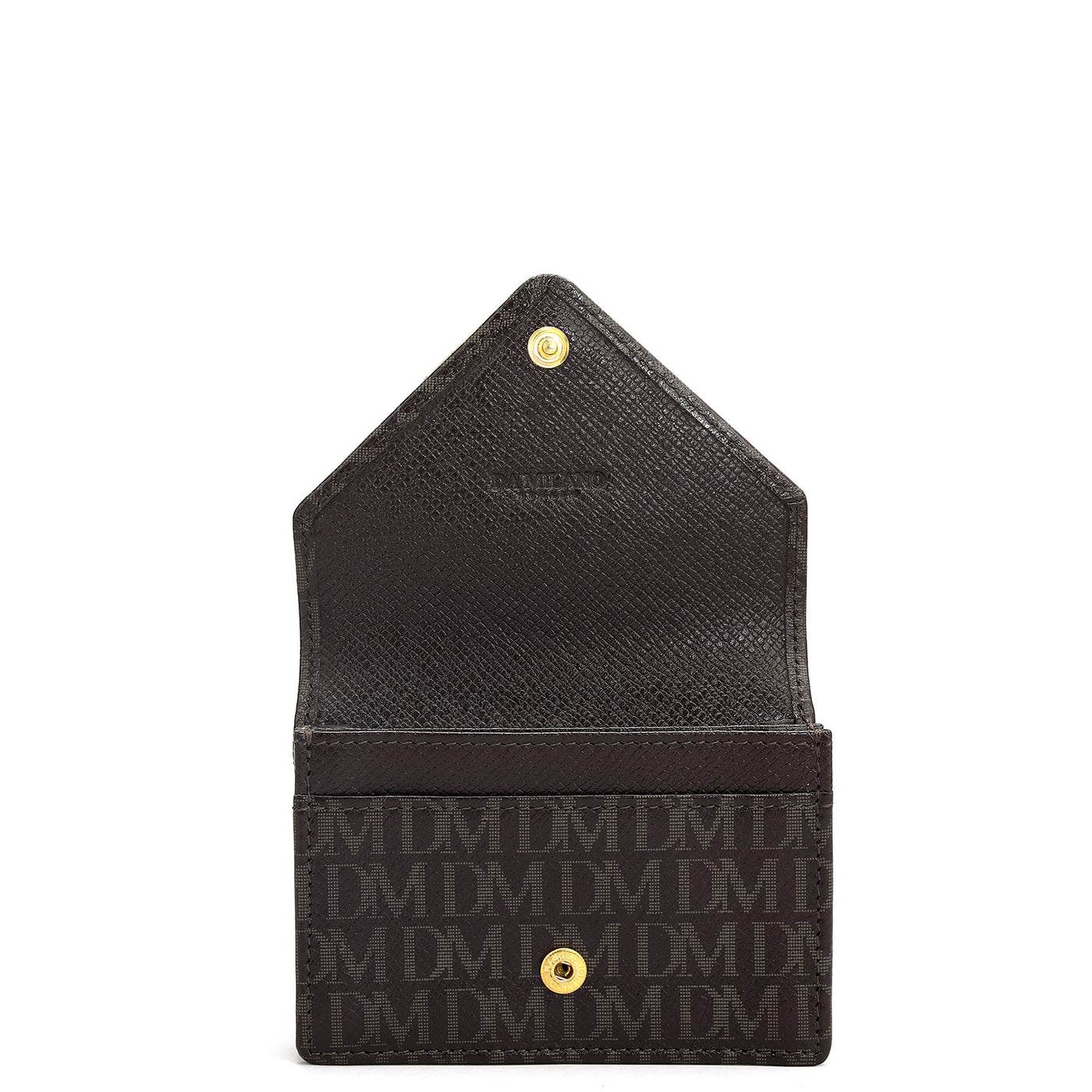 Monogram Leather Card Case - Chocolate