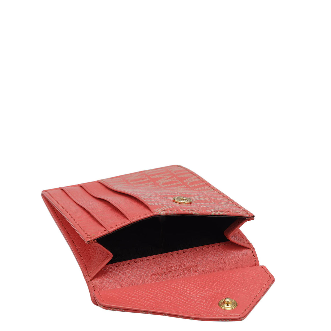 Monogram Franzy Leather Card Case - Corallo