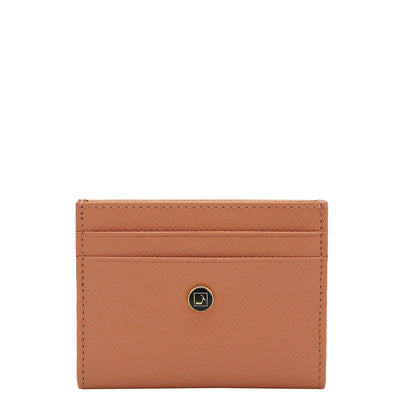 6 Slots Leather Card Case - Salmon